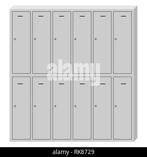 Vector illustration metal school sport lockers. Gym locker. Locker door. Deposit lockers Stock Vector