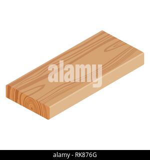 Vector illustration realistic isometric rasped wooden timber plank for building construction or floring. Wood board Stock Vector