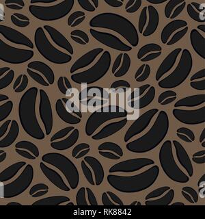 vector abstract background with seamless coffee bean pattern. roasted coffee beans drawing illustration Stock Vector