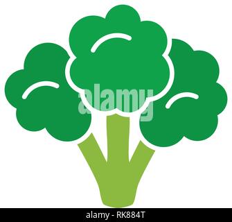 vector broccoli symbol isolated on white background. icon of raw broccoli cabbage as healthy organic food for vegetarian diet. green flat color Stock Vector