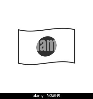 Japan or Bangladesh flag icon in black outline flat design. Independence day or National day holiday concept. Stock Vector