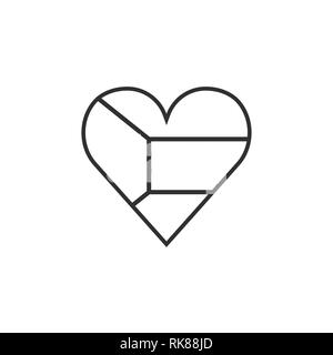 Kuwait flag icon in a heart shape in black outline flat design. Independence day or National day holiday concept. Stock Vector