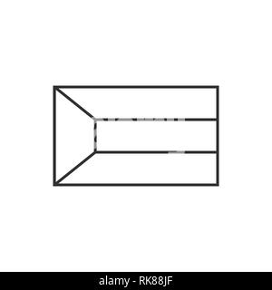 Kuwait flag - thin black vector outline wireframe isolated on white ...