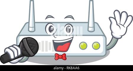 Singing router isolated with in the mascot Stock Vector