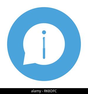 Vector of info sign icon in Circle line, iconic symbol inside a blue circle, on white background.  Vector Iconic Design. Stock Vector