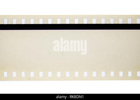 Extreme close up of 35mm movie film strip with empty transparent frames Stock Photo