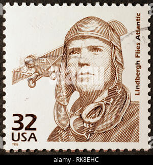 Charles Lindbergh on american postage stamp Stock Photo