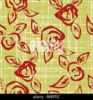 Seamless pattern with red roses. Vector illustration Stock Vector