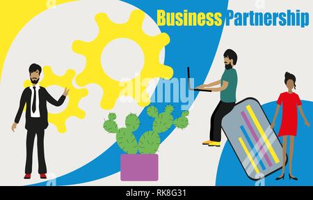Business partnership vector illustration concept, people,solve, can be used for, landing page, template, ui, web, mobile app, poster, banner, flyer. Stock Vector