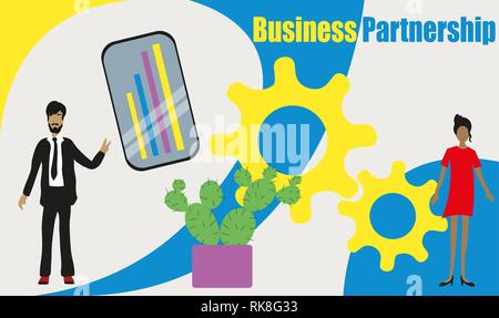 Business partnership vector illustration concept, people,solve, can be used for, landing page, template, ui, web, mobile app, poster, banner, flyer. Stock Vector
