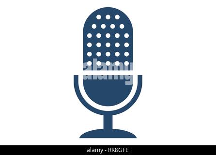 Retro microphone vector illustration. Design element for podcast or karaoke  logo, label, emblem, sign Stock Photo - Alamy