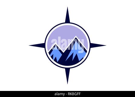 mountain logo compass icon vector vector concept design Stock Photo - Alamy