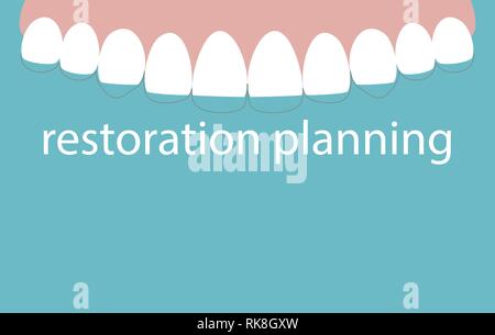 Dental restoration illustration vector on blue background. Dental concept Stock Vector