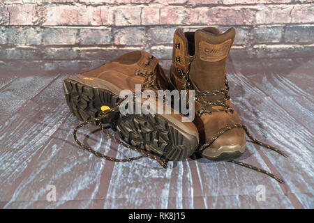New branded hiking boots. Stock Photo