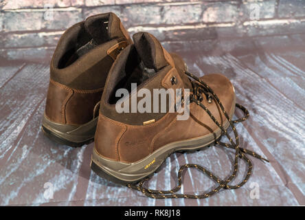 New branded hiking boots. Stock Photo