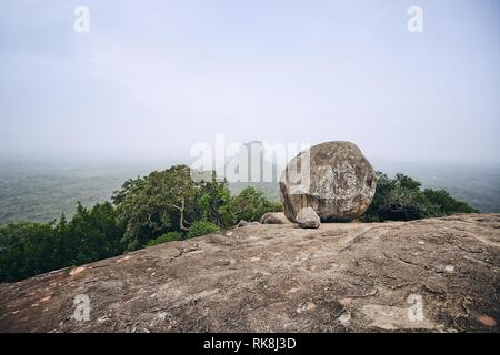 Sigiriya Rock (UNESCO World Heritage Site). View from Pidurangala Rock in Sri Lanka. Stock Photo