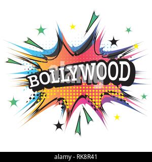 Bollywood Comic Text in Pop Art Style. Vector Illustration. Stock Vector