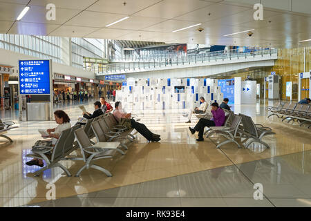 HONG KONG - MARCH 08, 2016: inside of Hong Kong International Airport. Hong Kong International Airport is the main airport in Hong Kong Stock Photo