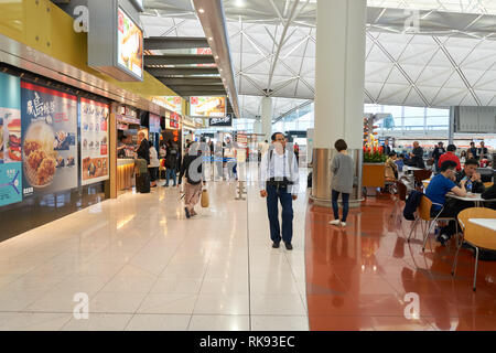 HONG KONG - MARCH 08, 2016: inside of Hong Kong International Airport. Hong Kong International Airport is the main airport in Hong Kong Stock Photo