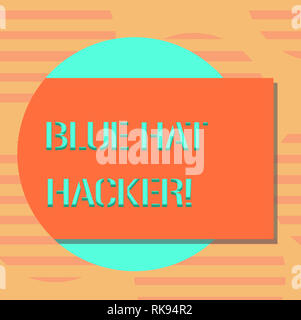 Word writing text Blue Hat Hacker. Business concept for Person consulting firms who bug system prior to its launch Blank Rectangular Color Shape with  Stock Photo