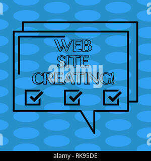 Word writing text Web Site Creating. Business concept for create site layout content production and graphic design Rectangular Outline Transparent Com Stock Photo