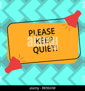 Text sign showing Please Keep Quiet. Conceptual photo prevent someone ...