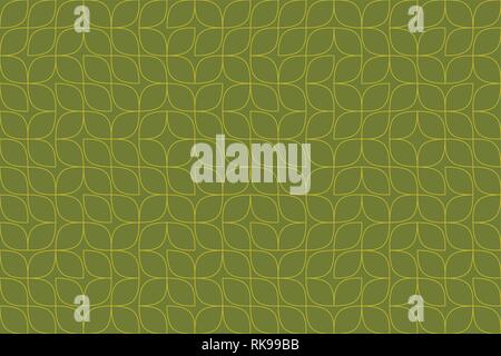 Seamless, abstract background pattern made with thin lines forming leaf shapes. Decorative vector art in green color. Stock Vector