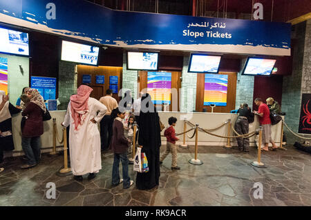 Main entrance and ticket offices in the Ski Dubai inside the Mall of the Emirates shopping mall in Dubai in downtown Dubai at interchange four on Shei Stock Photo