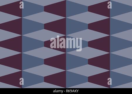 Seamless, abstract background pattern made with rhomboidal shapes. Geometric and decorative vector art in blue and pink colors. Stock Vector