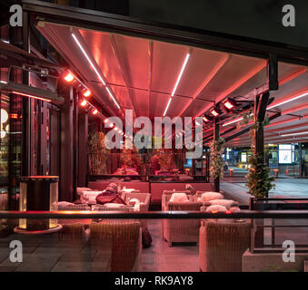 Bar at night in Oslo at Aker Brygge Stock Photo