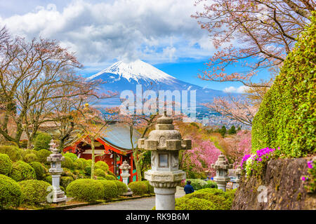 Gotemba City, Japan at Peace Park with Mt. Fuji in spring season. Stock Photo