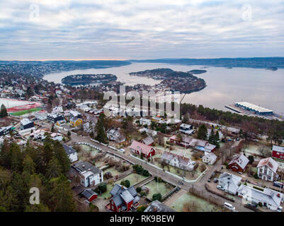 Aerial photo of the Oslo fjord, Norway Stock Photo