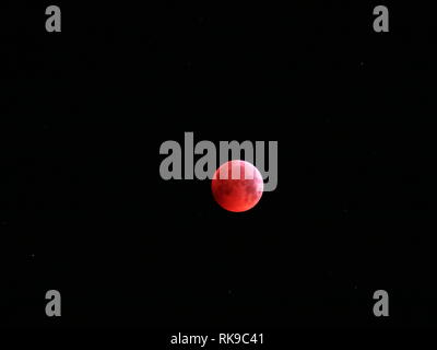 Bloodmoon in the sky with stars, background Stock Photo