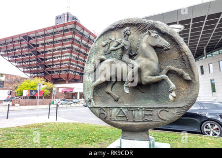 Monument to The Celtic Coin Biatec Art Horse Bratislava statues, Slovakia sculpture Stock Photo