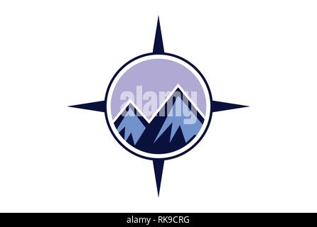 abstract montain compass vector logo Stock Vector