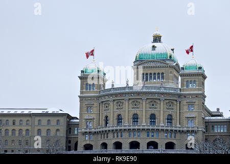 Parliament building (Bundeshaus) in Bern front view. Stock Photo