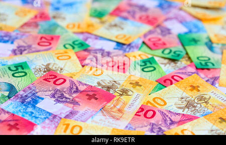 Collection of the new swiss banknotes (issued in 2017-2019 Stock Photo ...