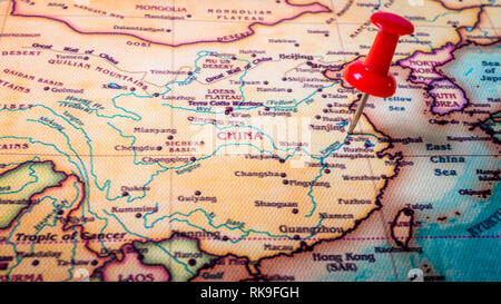 Red pin on Beijing china Stock Photo