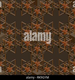 Seamless texture with geometric shapes forming a single shape. 3D. Vector illustration. Stock Vector