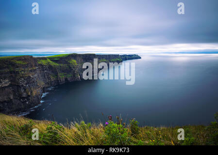 Panoramic view of the scenic Cliffs of Moher in Ireland Stock Photo