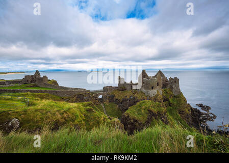Ruins of the medieval Dunluce Castle in Northern Ireland Stock Photo