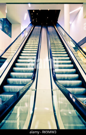 empty escalators in a shopping mall Stock Photo