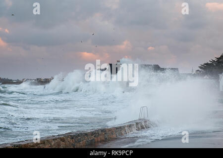 Stormy sea, Cobo, Guernsey Stock Photo