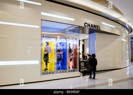 SEOUL, SOUTH KOREA - April 1, 2016 : Chanel shop in recently opened Lotte Avenuel Korea s largest department store dedicated to top-shelf luxury goods Stock Photo