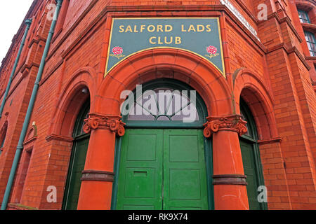 Salford Lads Club doorway, as featured in The Smiths album, The Queen Is Dead, Saint Ignatius Walk, Salford, Lancashire, North West England, UK,M5 3RX Stock Photo