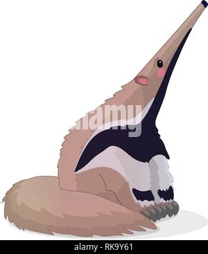 vector cartoon animal clipart: sitting anteater Stock Vector