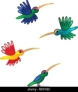 vector cartoon animal clipart: little colibris Stock Vector
