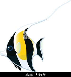 vector cartoon animal clipart: moorish idol fish Stock Vector