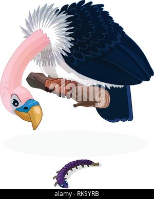 vector cartoon animal clipart: predator vulture Stock Vector