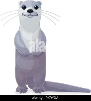 vector cartoon animal clipart: river common otter Stock Vector